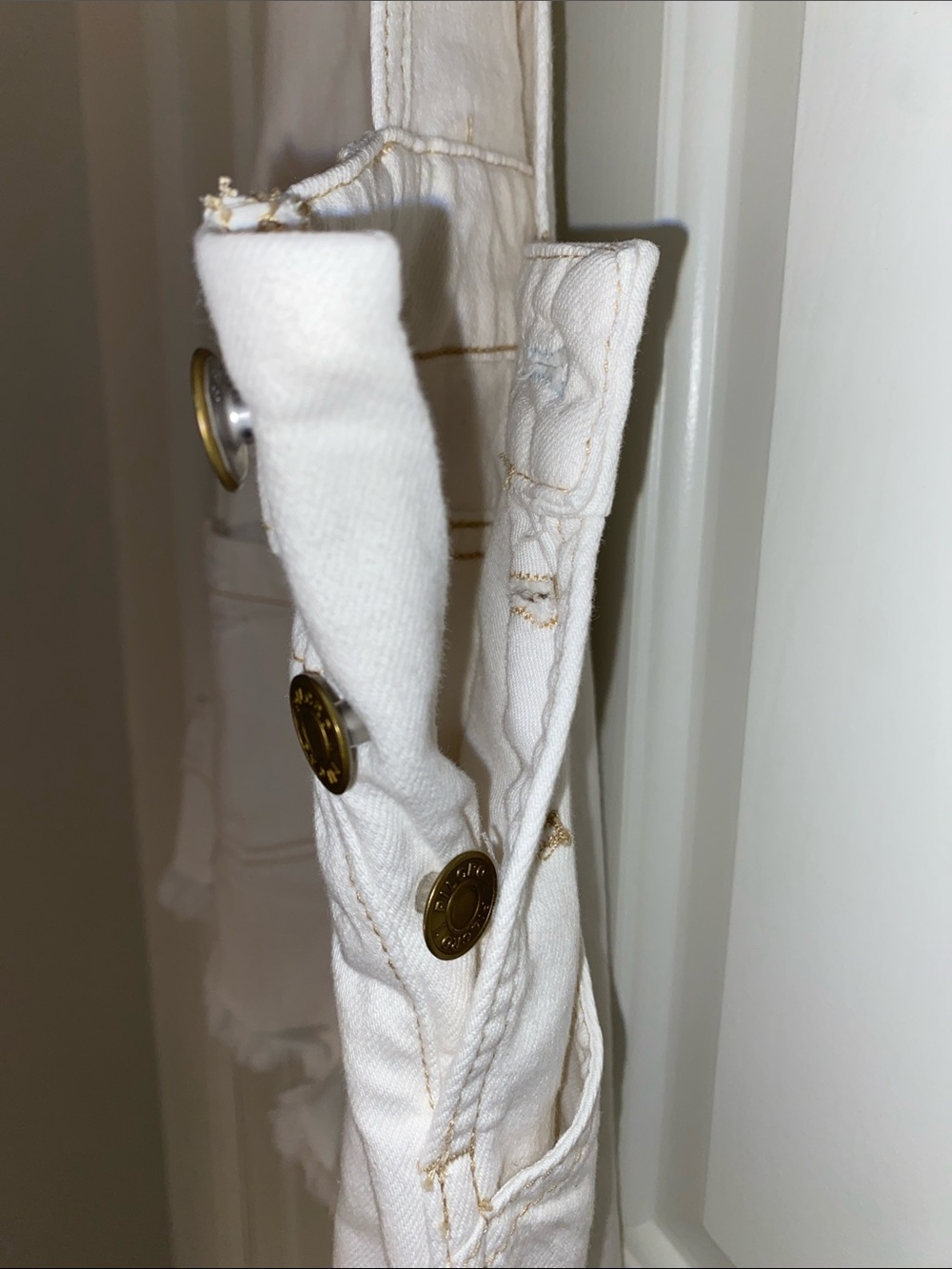 Pilcro Cream Denim Short Overalls - Picture 5 of 9